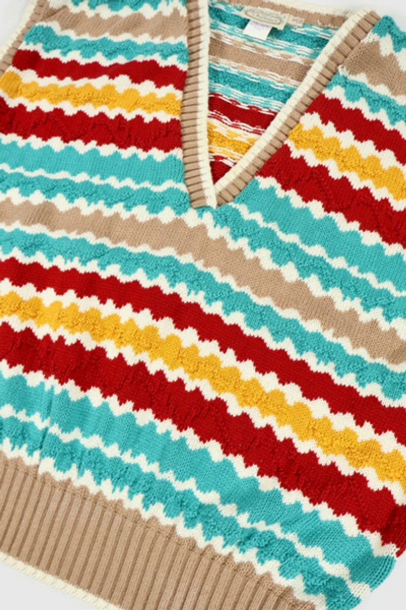 Vintage Knit Stripe Sweater Vest