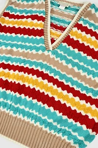 Vintage Knit Stripe Sweater Vest