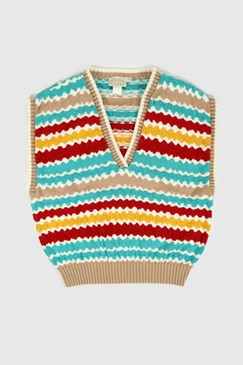 Vintage Knit Stripe Sweater Vest
