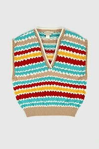 Vintage Knit Stripe Sweater Vest