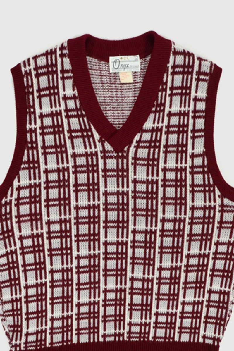Vintage V-Neck Pattern Sweater Vest