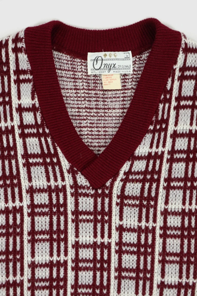 Vintage V-Neck Pattern Sweater Vest