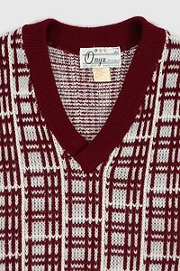 Vintage V-Neck Pattern Sweater Vest