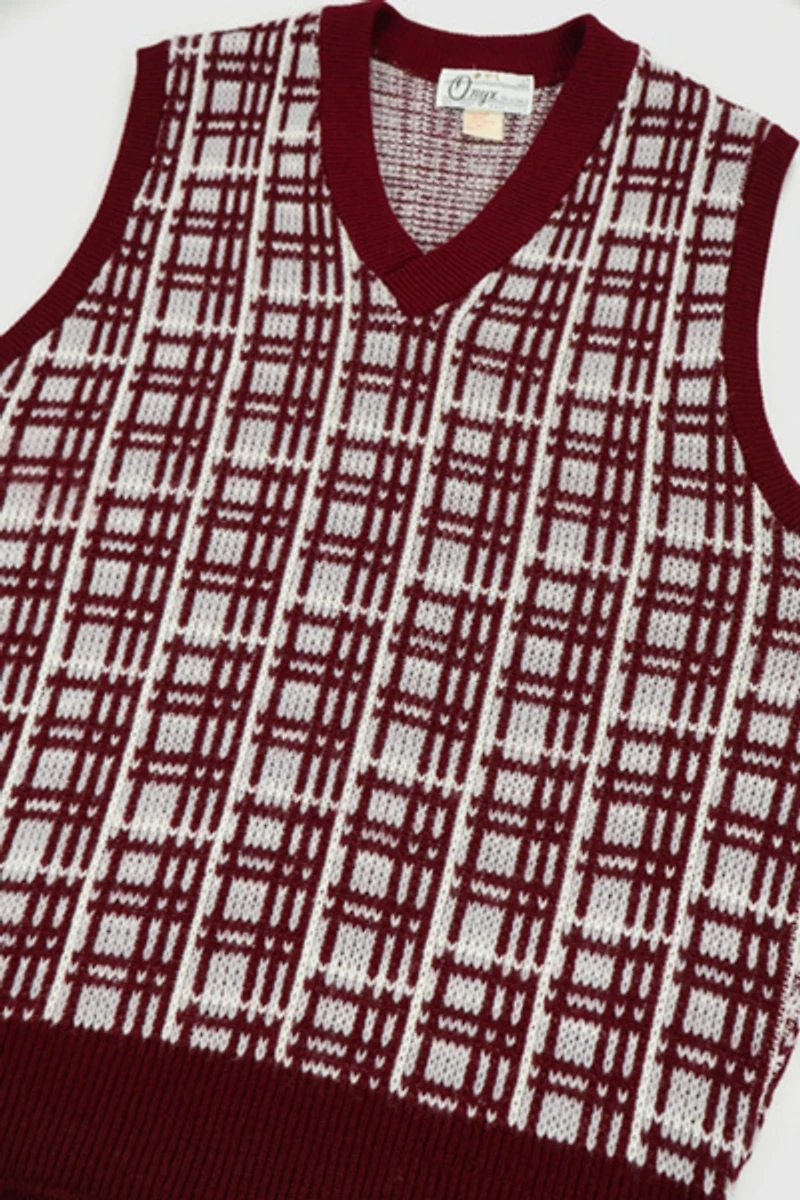 Vintage V-Neck Pattern Sweater Vest