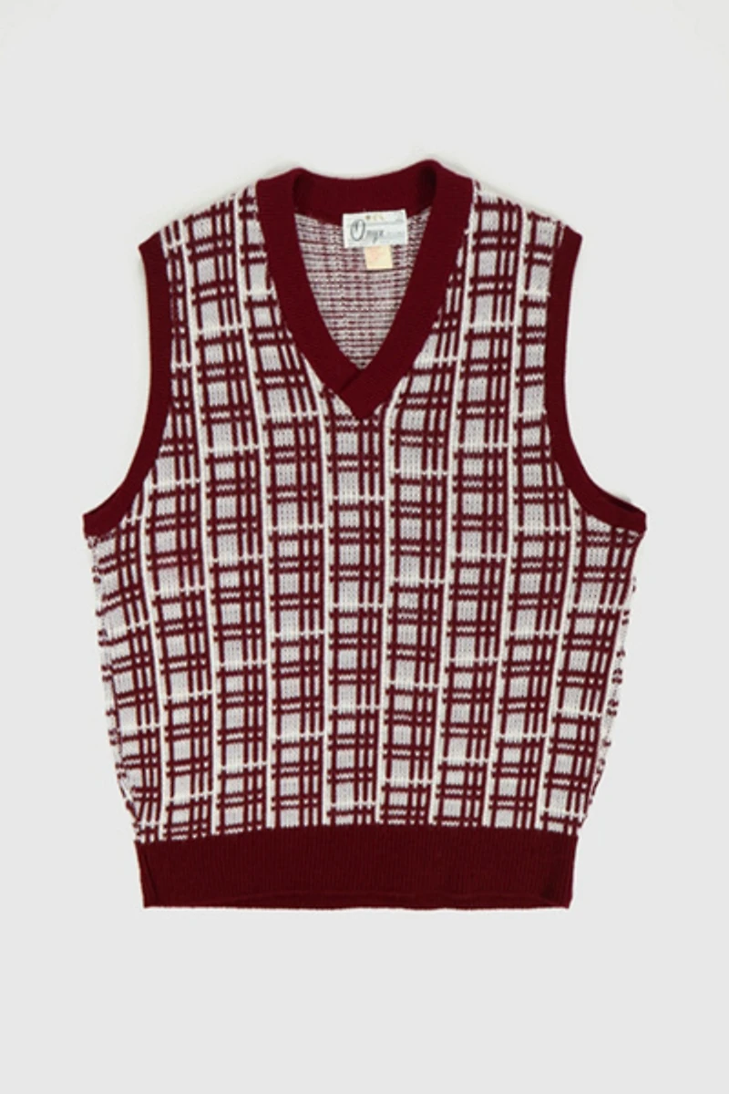 Vintage V-Neck Pattern Sweater Vest