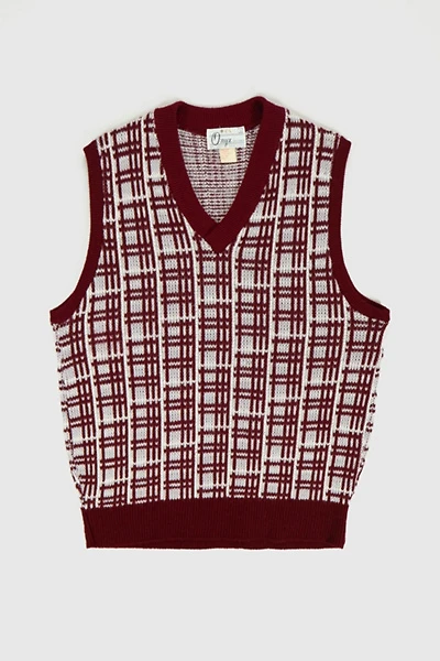 Vintage V-Neck Pattern Sweater Vest