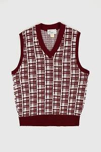 Vintage V-Neck Pattern Sweater Vest
