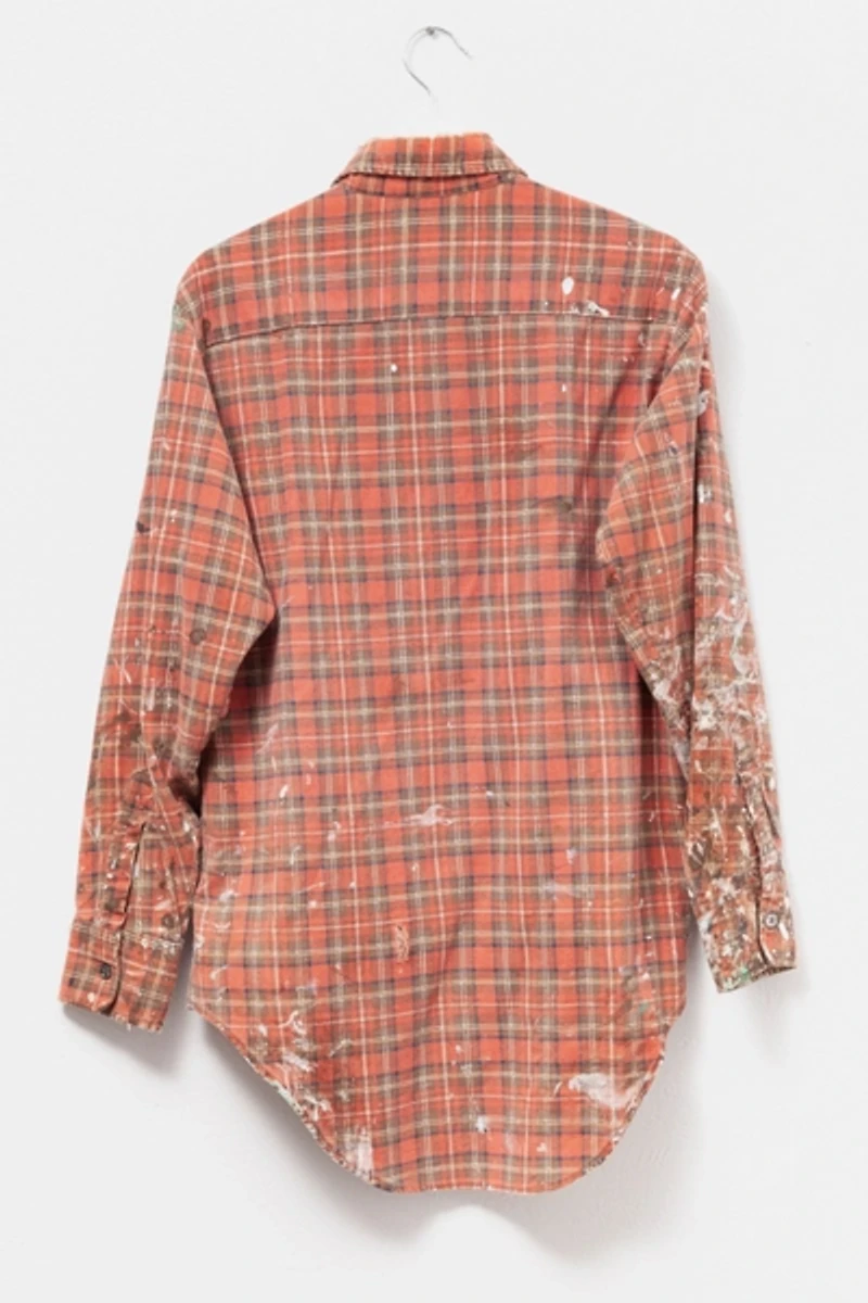 Vintage 1980s Painted Plaid Cotton Long Sleeve Button Up Shirt