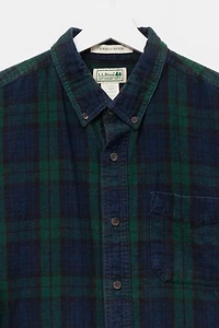 Vintage Y2K L.L. Bean Navy Blue Green Plaid Flannel Shirt