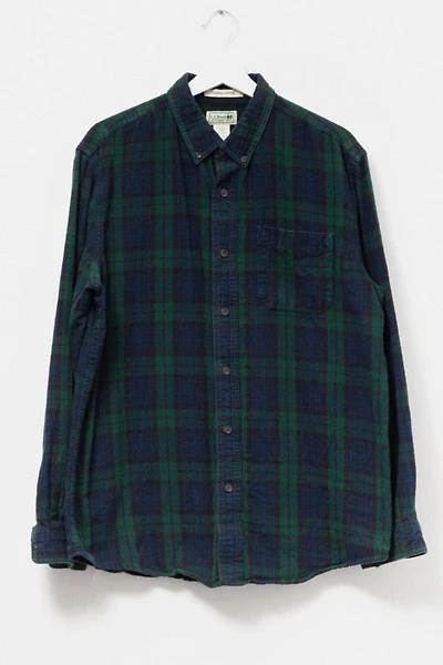 Vintage Y2K L.L. Bean Navy Blue Green Plaid Flannel Shirt