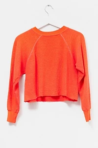 Vintage 1970s Distressed Cropped Graphic Raglan Sweatshirt