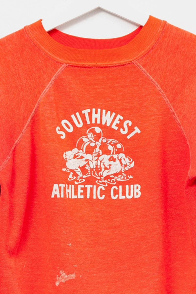 Vintage 1970s Distressed Cropped Graphic Raglan Sweatshirt