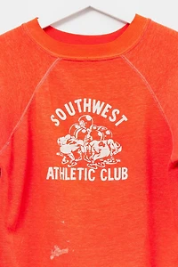 Vintage 1970s Distressed Cropped Graphic Raglan Sweatshirt