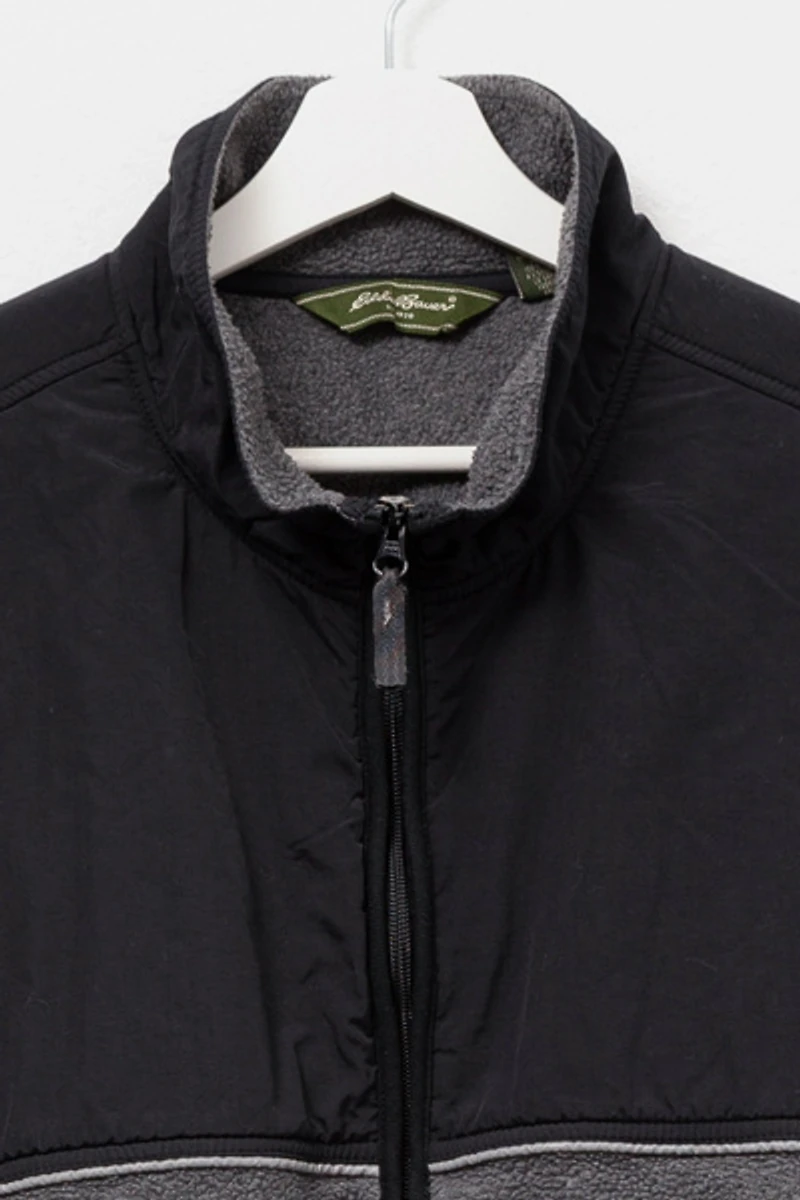 Vintage 1990s Eddie Bauer Gray Black Technical Fleece Vest