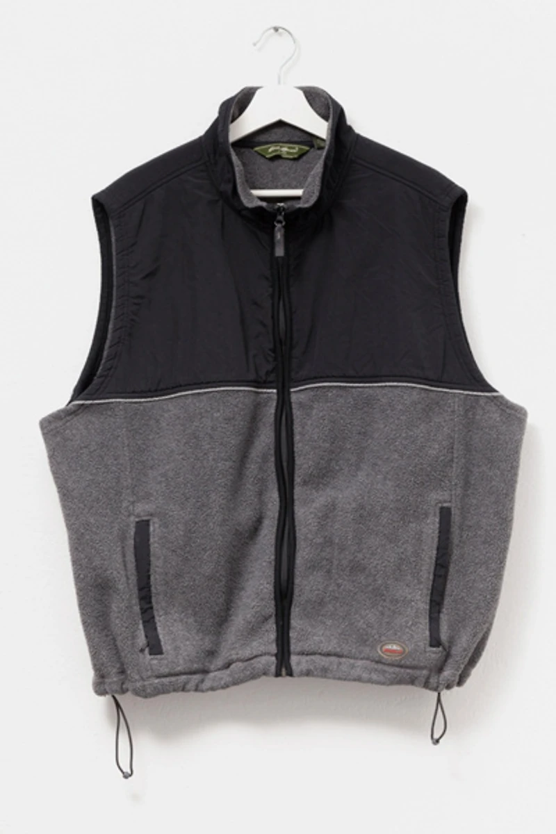 Vintage 1990s Eddie Bauer Gray Black Technical Fleece Vest