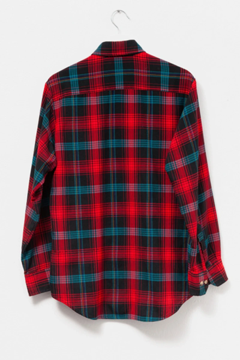 Vintage 1970s Distressed Plaid Button Up Shirt