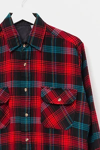 Vintage 1970s Distressed Plaid Button Up Shirt