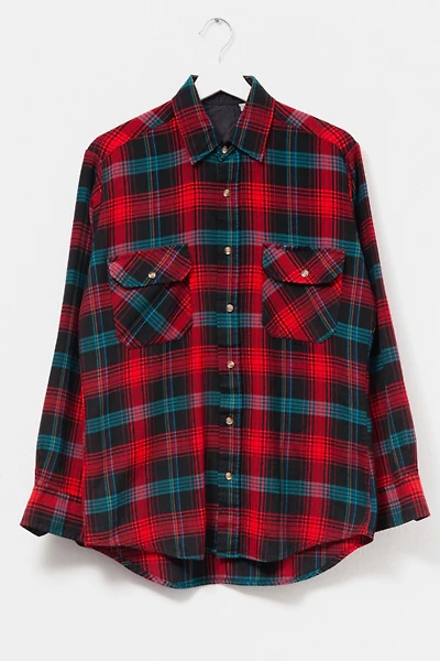 Vintage 1970s Distressed Plaid Button Up Shirt