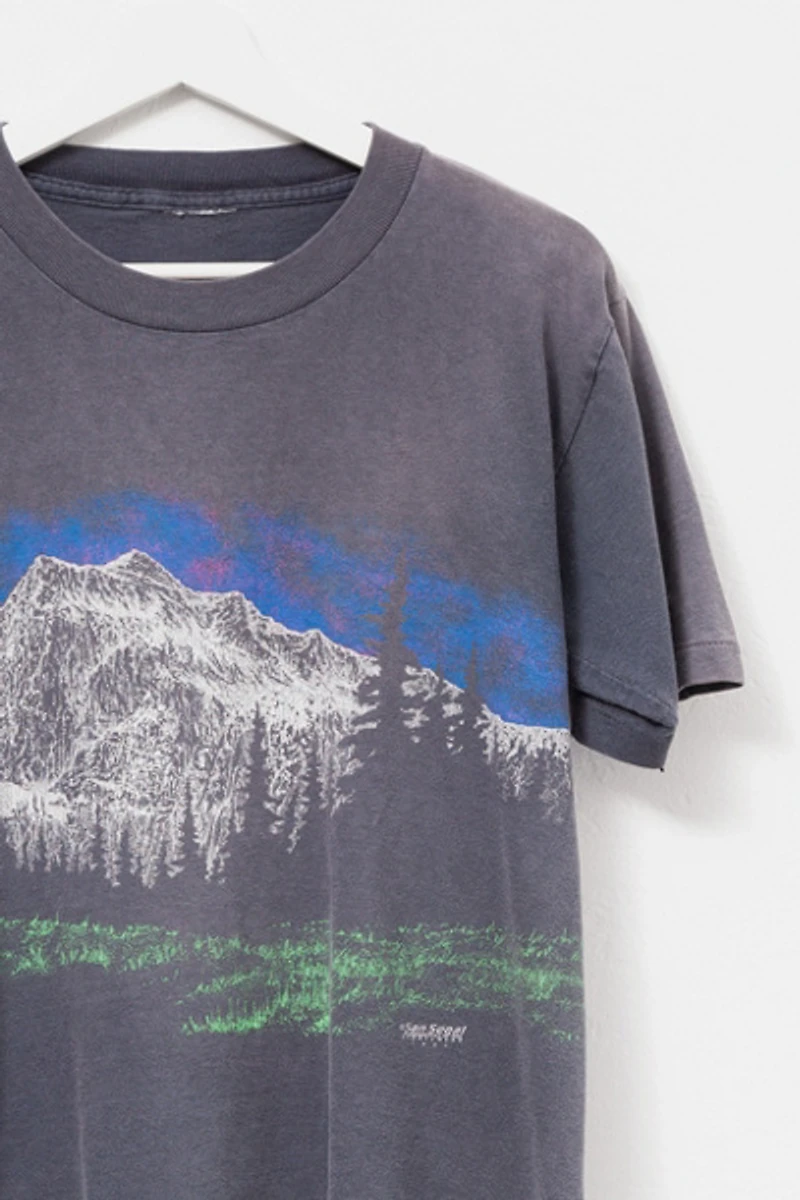Vintage 1980s Distressed Black Mountain Graphic T-Shirt