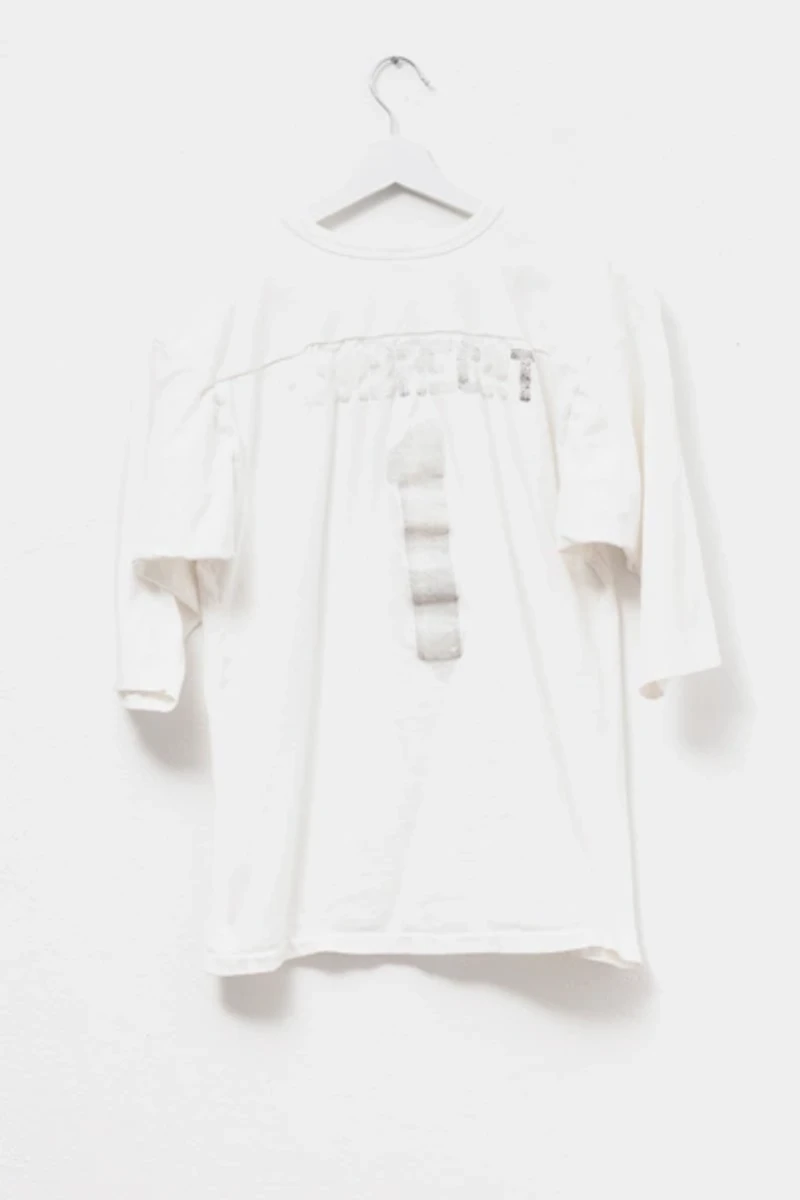 Vintage 1980s Distressed White Cotton Football Jersey