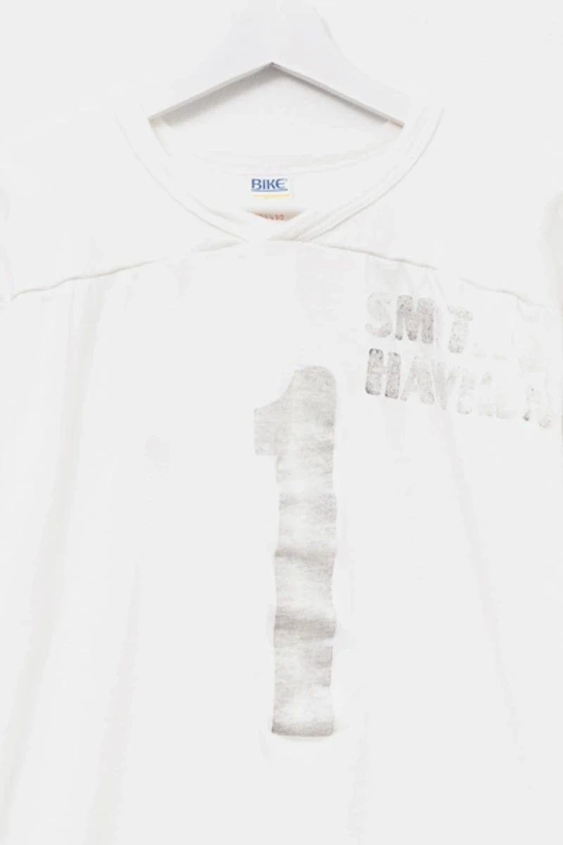 Vintage 1980s Distressed White Cotton Football Jersey