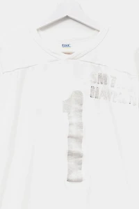 Vintage 1980s Distressed White Cotton Football Jersey