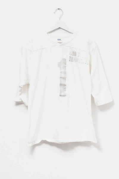 Vintage 1980s Distressed White Cotton Football Jersey
