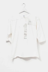 Vintage 1980s Distressed White Cotton Football Jersey
