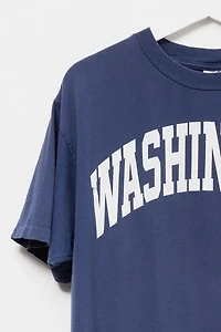 Vintage 1990s Distressed Washington Navy Blue T-Shirt