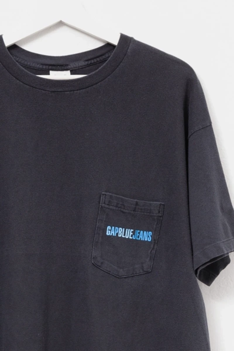 Vintage 1990s Gap Blue Jeans Distressed Pocket T-Shirt