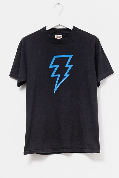 Vintage 1980s Lightning Bolt Black Graphic Cotton T-Shirt