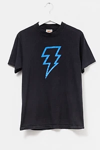 Vintage 1980s Lightning Bolt Black Graphic Cotton T-Shirt