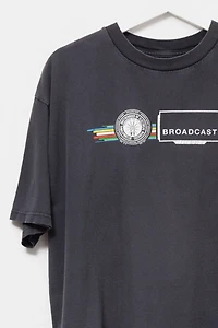 Vintage Y2K Distressed Black Graphic Broadcast T-Shirt