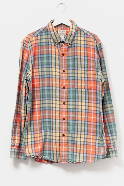 Vintage Y2K L.L. Bean Orange Plaid Flannel Button Up Shirt