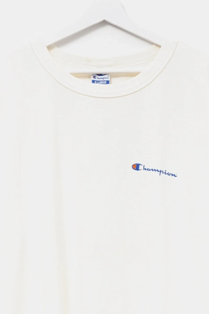 Vintage 1990s Distressed Champion Cotton Script Logo T-Shirt