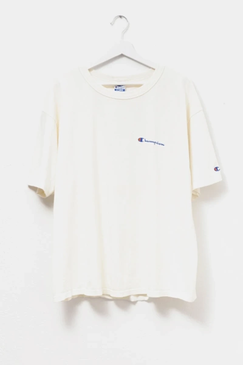 Vintage 1990s Distressed Champion Cotton Script Logo T-Shirt