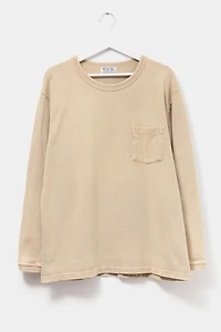 Vintage 1990s Distressed Cotton Velva Sheen Long Sleeve Pocket T-Shirt