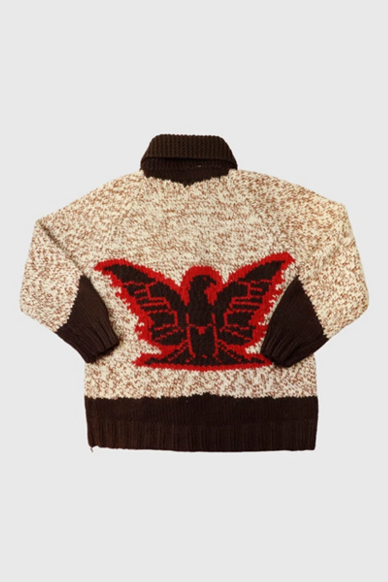 Vintage Eagle Cowichan Brown Knit Sweater