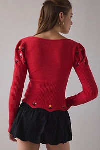 Joanie Embroidered Cropped Sweater