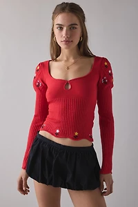Joanie Embroidered Cropped Sweater