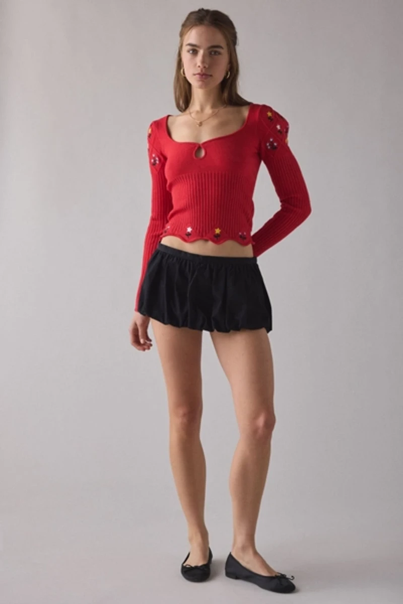 Joanie Embroidered Cropped Sweater