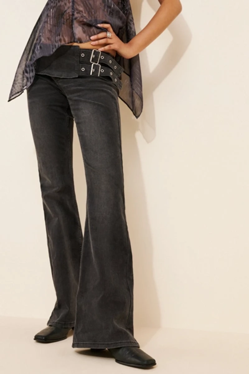 The Ragged Priest Moss Flare Jeans