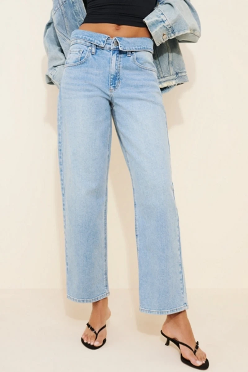 JUST BLACK DENIM Relaxed Folded Waist Jeans