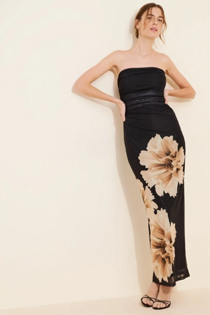 Lulu's Elio Strapless Mesh Dress