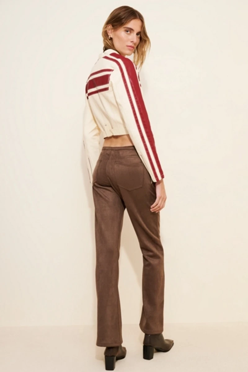 Lioness Charismatic Faux-Suede Low-Rise Flare Pants