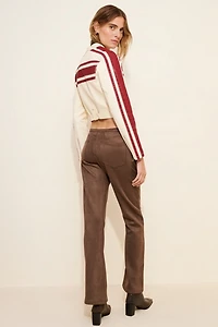 Lioness Charismatic Faux-Suede Low-Rise Flare Pants