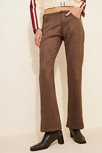 Lioness Charismatic Faux-Suede Low-Rise Flare Pants