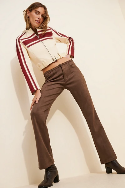 Lioness Charismatic Faux-Suede Low-Rise Flare Pants