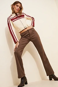Lioness Charismatic Faux-Suede Low-Rise Flare Pants