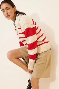 English Factory Striped Collared Sweater